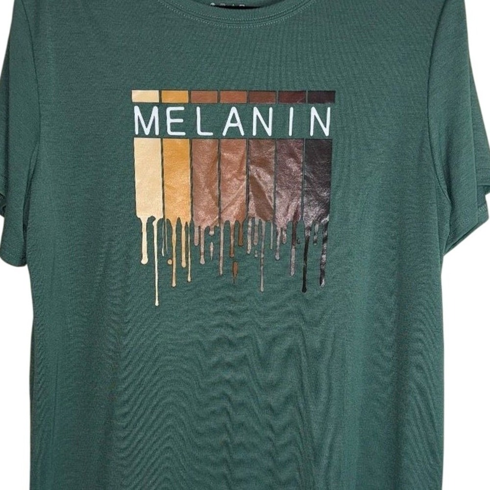 Black Girl Melanin Graphic T-Shirt Women XL Green Streetwear Afro Empowerment